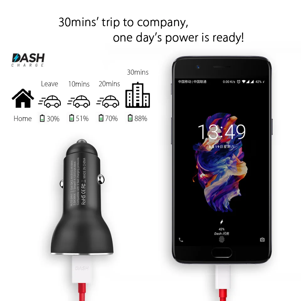 Автомобильное металлическое зарядное устройство OnePlus 7 Pro с двумя портами USB для OnePlus 6, 5, 5, 3, One Plus, USB 4A type C, быстрый кабель