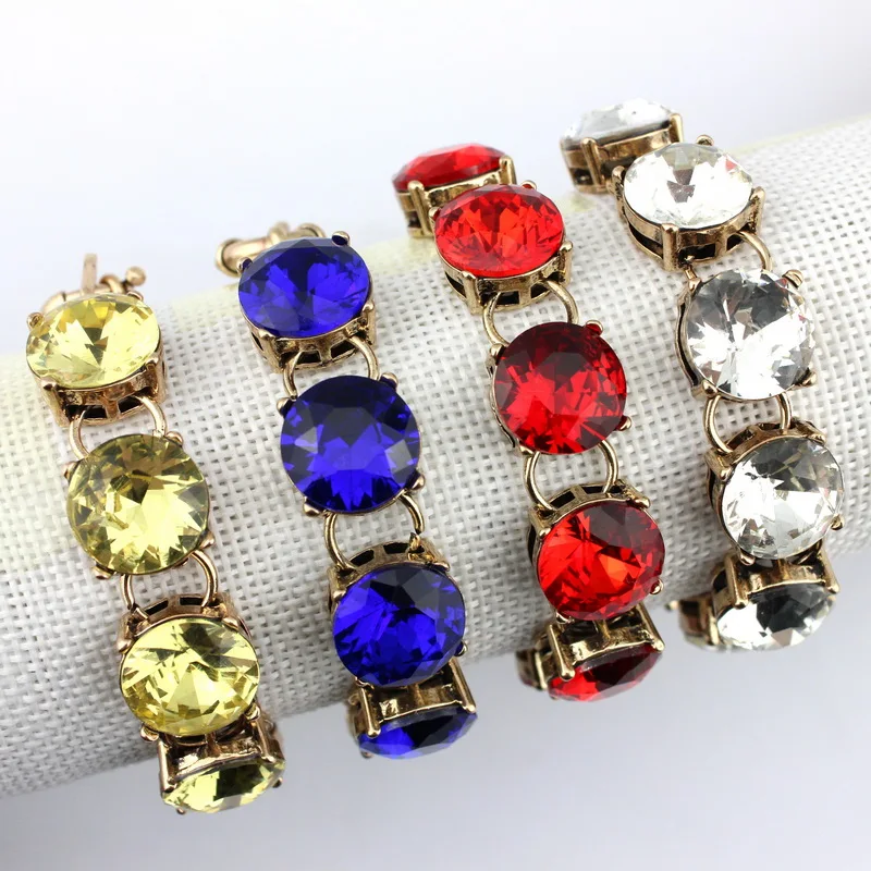 Женский браслет в горошек с голубым стеклом ZWPON золотистые круглые браслеты