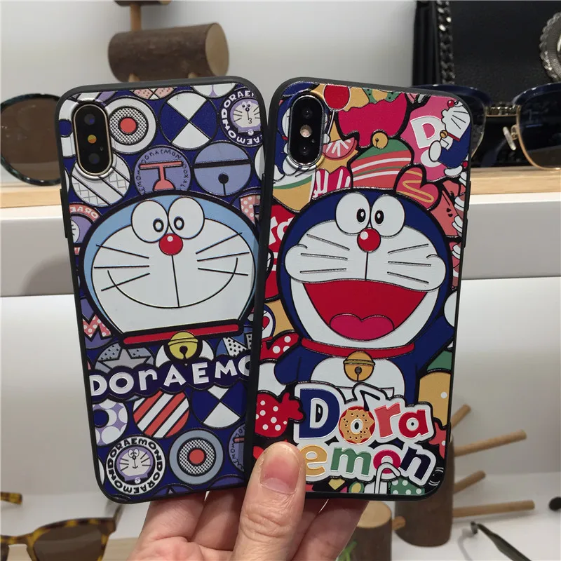 Новый стиль Симпатичные блинтования Doraemon IMD красный синий мягкая оболочка чехол