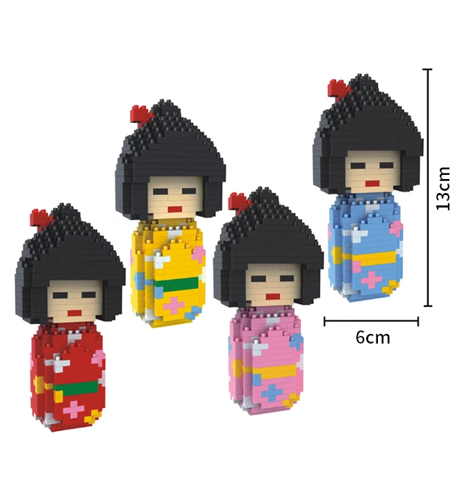 HC маленькие блоки в японском стиле Kokeshi Кукла строительные игрушки подарки ко дню