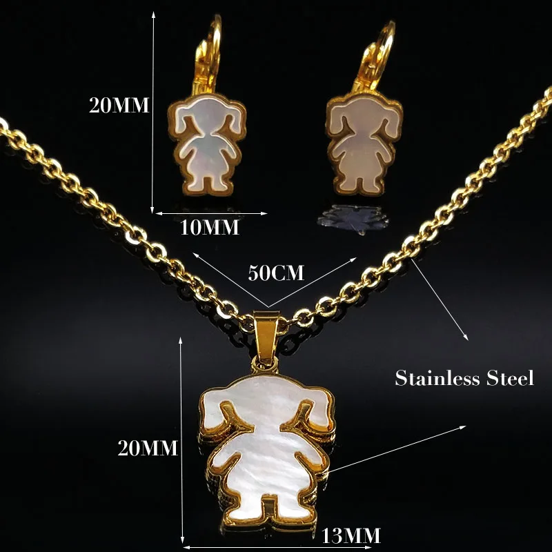 2021 модная одежда для девочек серьги ожерелье нержавеющая сталь набор украшений