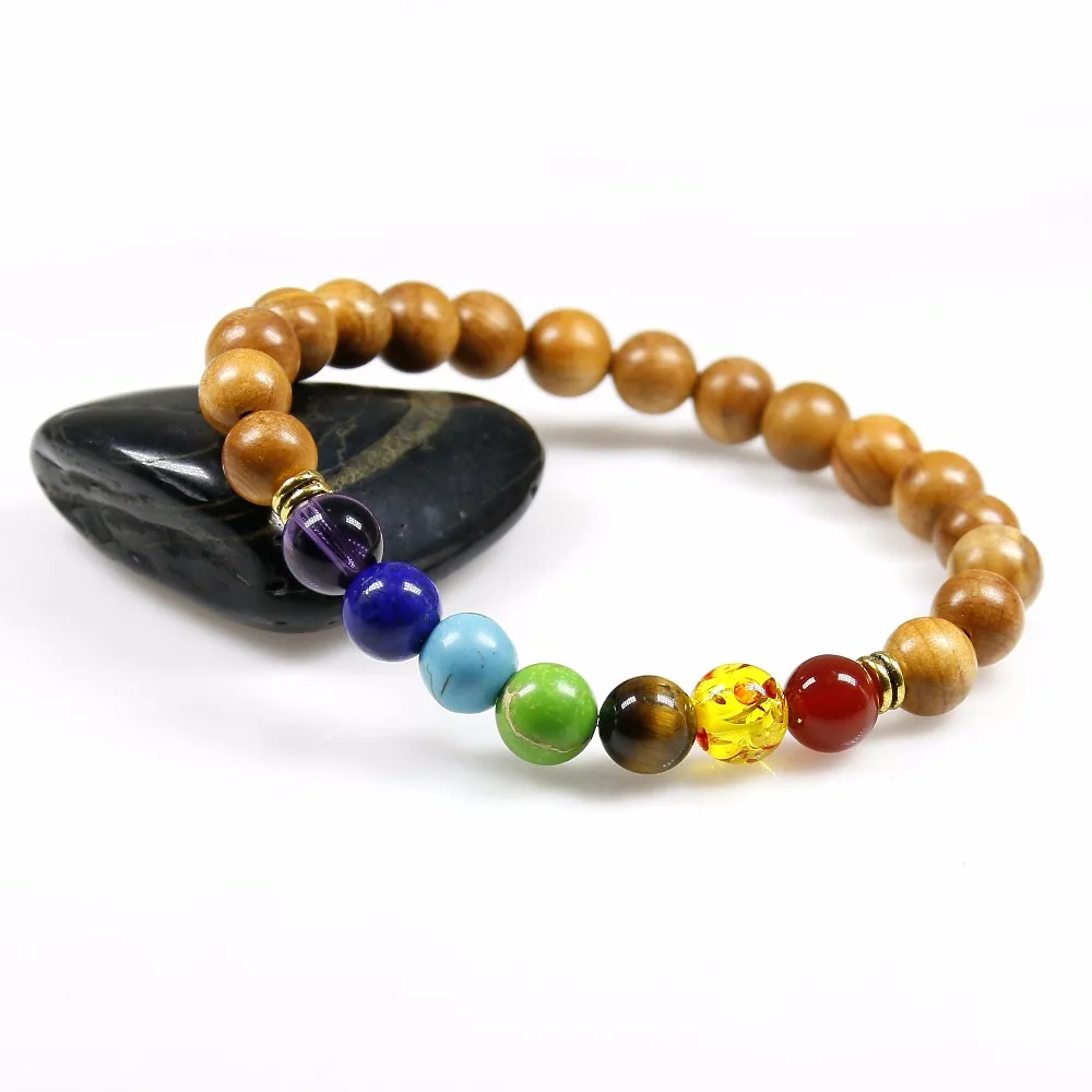 Модные женские и мужские тянущиеся браслеты для йоги 8 мм высокое качество дерево