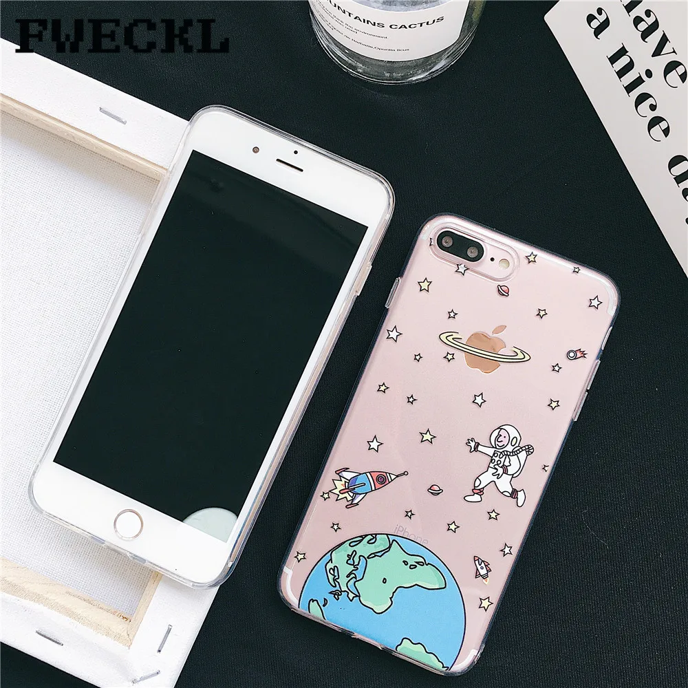 Чехол для телефона космическая Луна астронавт 6 6S 7 8 Plus X Силиконовый чехол iPhone XR XS