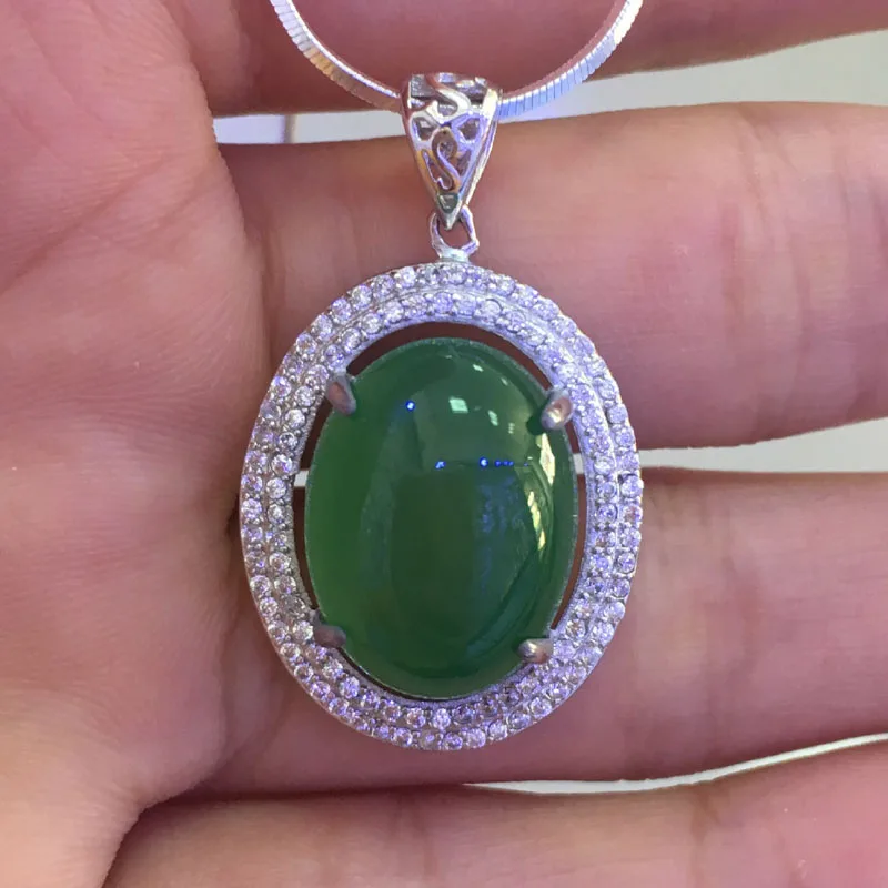 BSL ювелирные украшения 925 стерлингового серебра зеленый нефритовый кулон