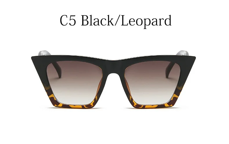 C5 Black Leoprad Новые винтажные женские прозрачные солнцезащитные очки кошачий глаз брендовые дизайнерские ретро синие красные плоские градиентные Женские квадратные солнцезащитные очки UV400 - Цвет линз: C5 Black Leoprad