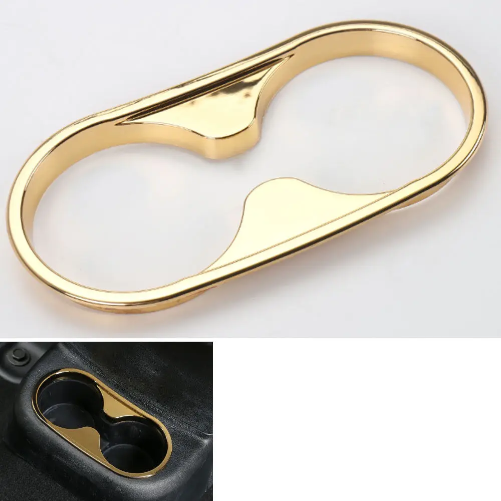 

BBQ@FUKA Car Inner Rear Seat Water Cup Holder Cover Trim Styling Sticker Gold Fit For Jeep Wrangler JK 11-16