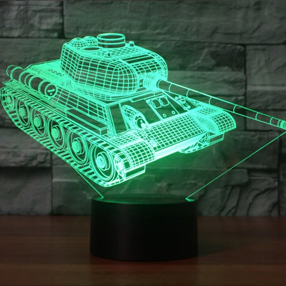 3D светодио дный лампа светодиодный ночник 7 цветов Изменение Настольная Танк