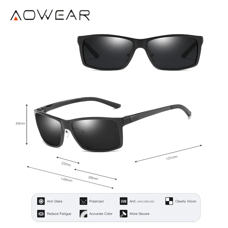 AOWEAR, роскошные поляризованные солнцезащитные очки, мужские, брендовые, алюминий, уф400, защитные, солнцезащитные очки для мужчин,, Ретро стиль, очки для мужчин, Oculos Gafas