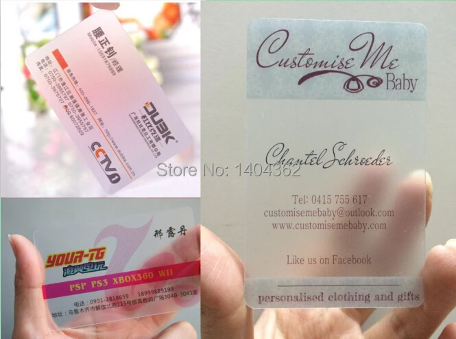 new fashion Plastic Bussiness Card Custom single sided printing visit card printing clear transparent PVC Business Cards NO.2269