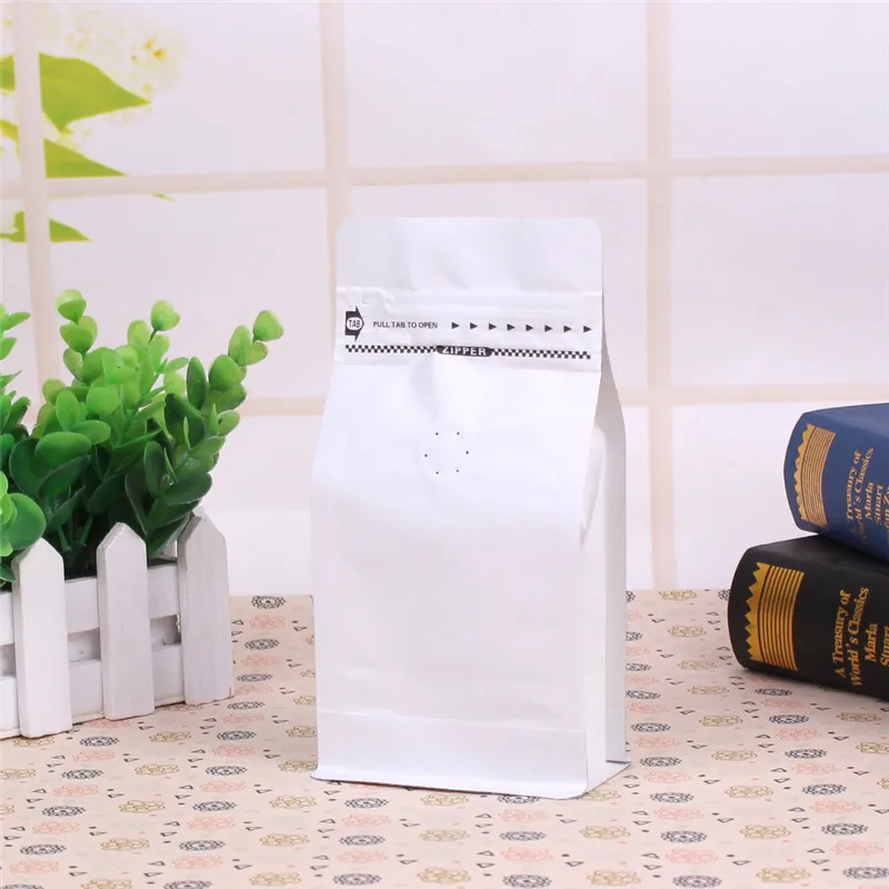 white kraft 20 шт 1/4 фунт ламинирование Композитный алюминий фольги пакет с застёжкой кофе мешок с клапаном многоразовые повторно Запечатанные пищевые упаковочные пакеты - Цвет: white kraft