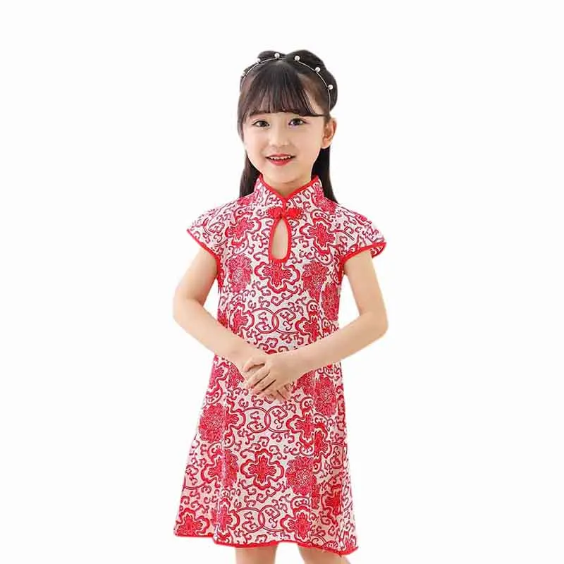 Детская одежда платье для девочек в китайском стиле Cheongsam От 1 до 5 лет детское