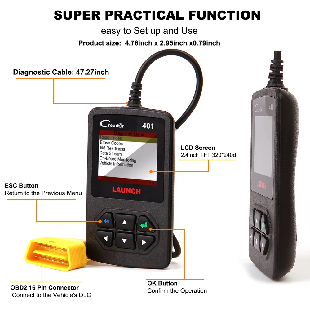 Launch X431 Creader 401 OBD OBD2 сканер автомобильный диагностический инструмент для