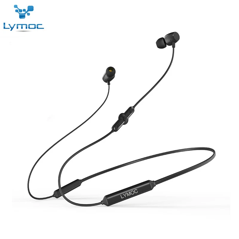 Black LYMOC Q5 Bluetooth наушники спортивные беспроводные наушники 48Hrs Talktime шейные Стерео гарнитуры для бега для iPhone samsung huawei - Цвет: Black