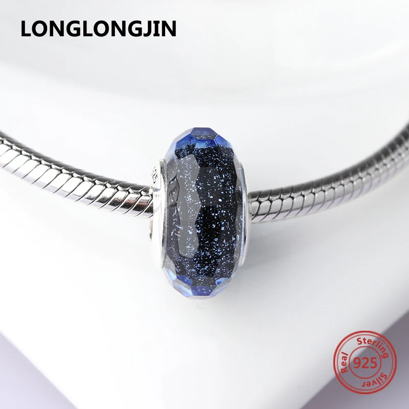 LONGLONGJIN Hot Sale Sterling silver 925 Murano glass beads charms fit original bracelet pendant fine jewelry accessories supply | Украшения