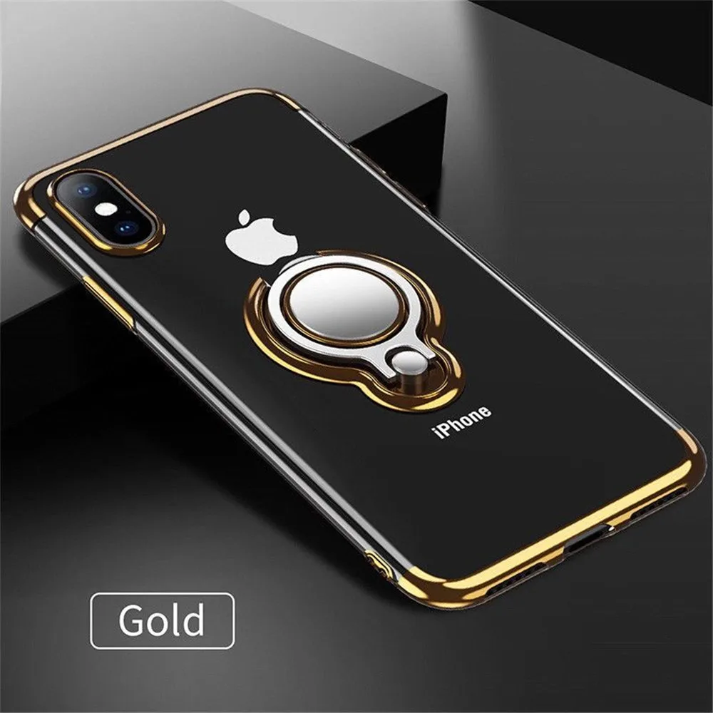 For Samsung J3 j4 2018 j400 case Luxury TPU+Ring metal Holder Plating back Cover Magnetic Car bracket Transparent soft |
