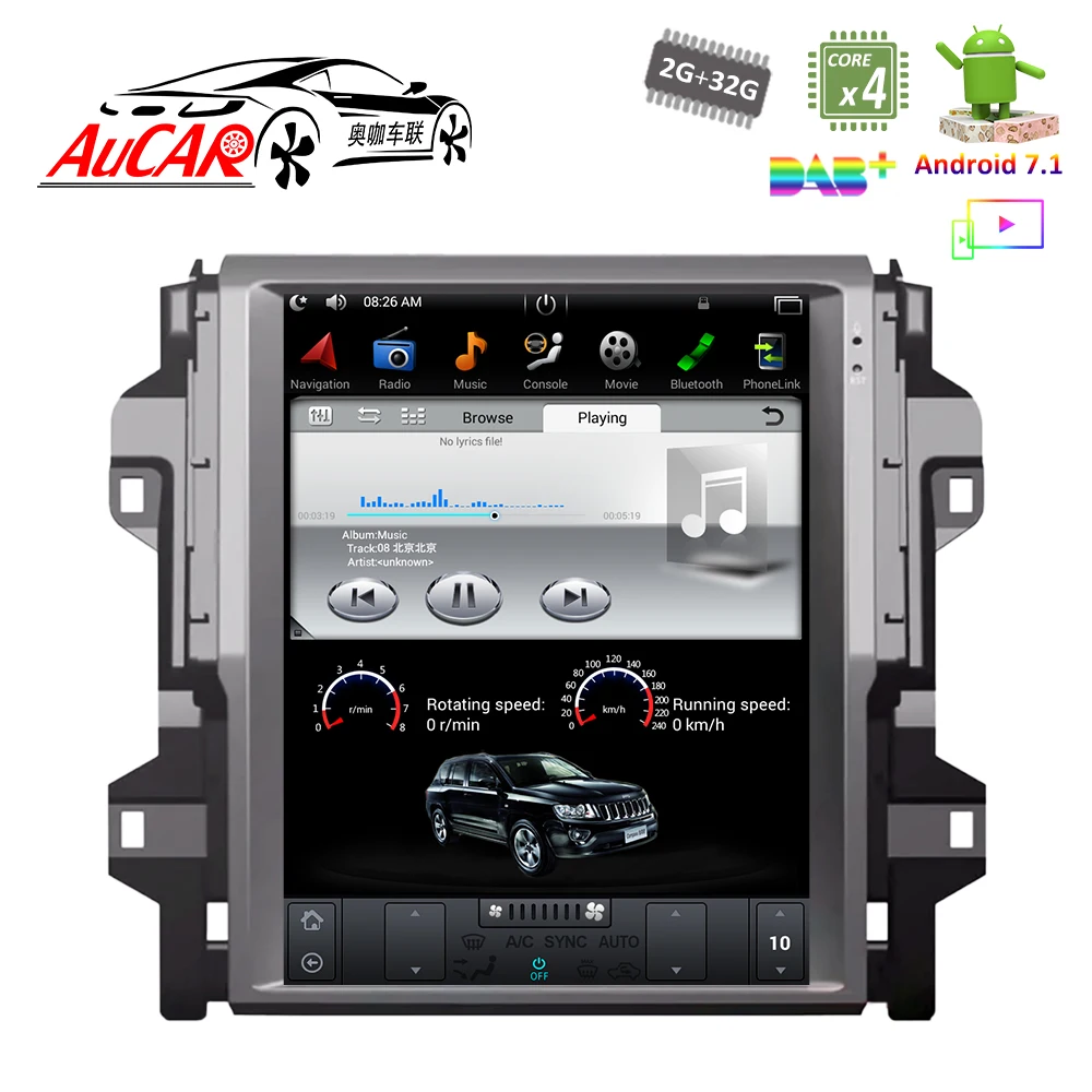 Android 7 1 Tesla стиль 12 "GPS навигационная система для Toyota Fortuner 2016 2018 радио с Bluetooth и GPS