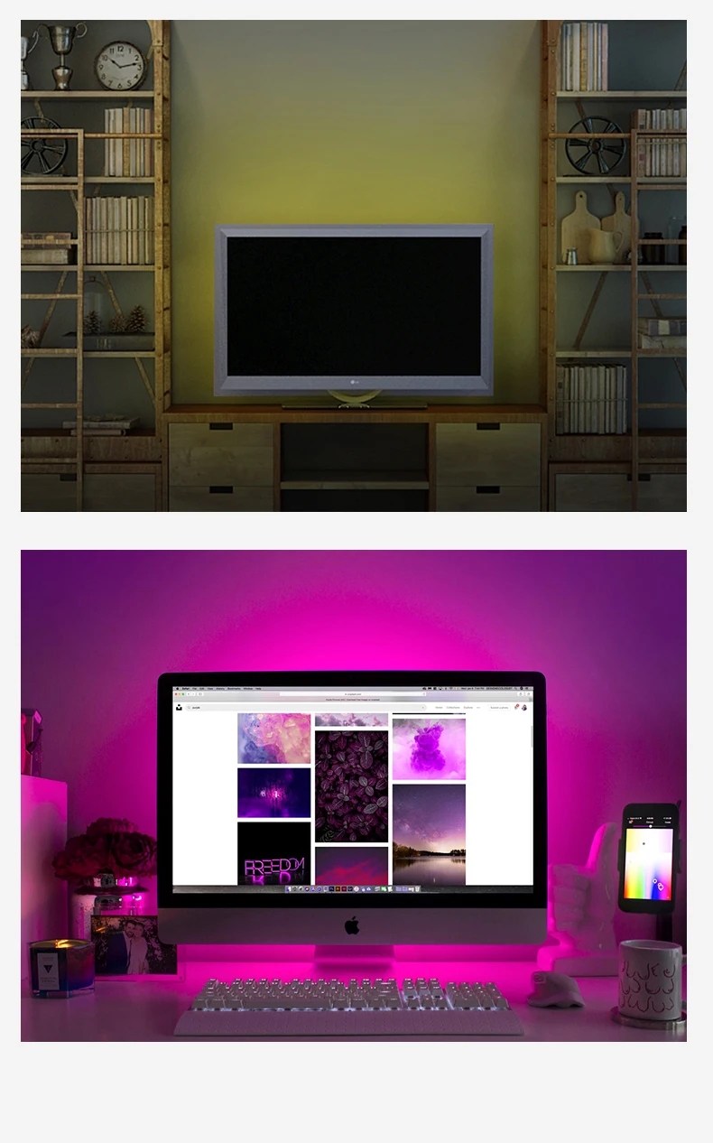 HKZZI 5050 USB СВЕТОДИОДНЫЙ светильник RGB 5 в 0,5-1 м-2 м-3 м фоновая телевизионная цветная светодиодная полоса музыка и ИК-контроллер 20 клавиш