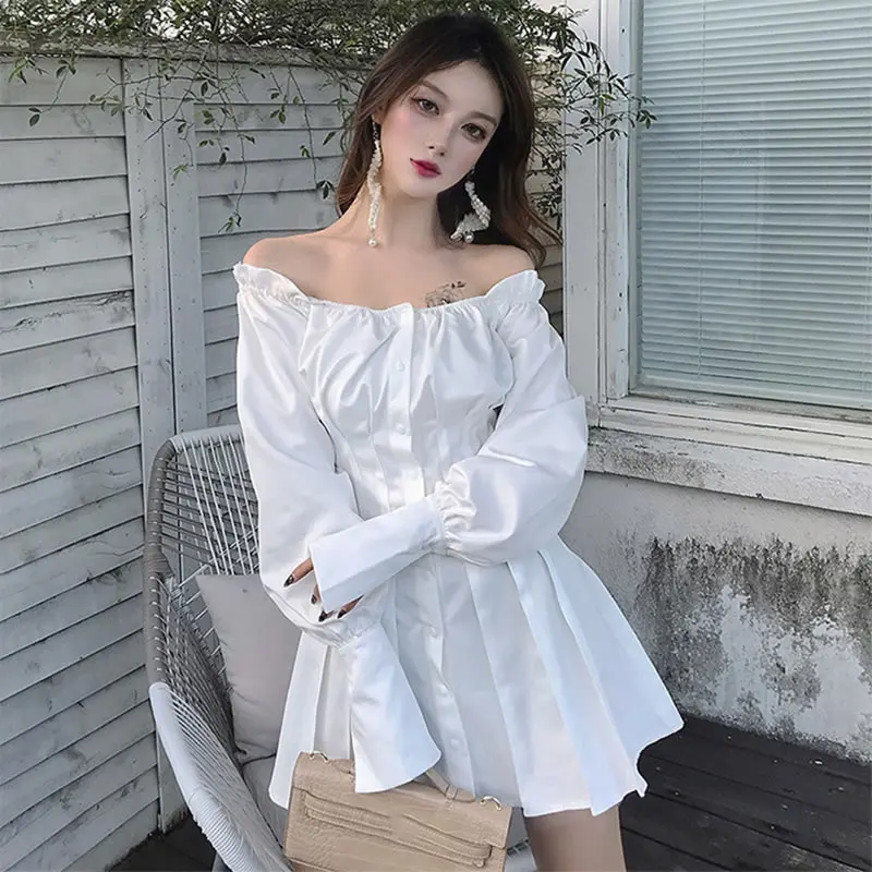 [HG] 2019 весеннее Новое Женское модное платье с длинным рукавом и однотонное