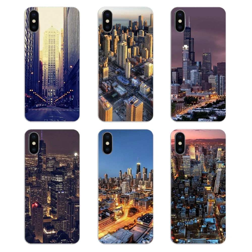 Silicone Phone Covers For Huawei Honor 5A LYO-L21 Y6 II Compact Y5 2 Y5II Mate 10 Lite Nova 2i 9i Chicago City Aerial View Night |