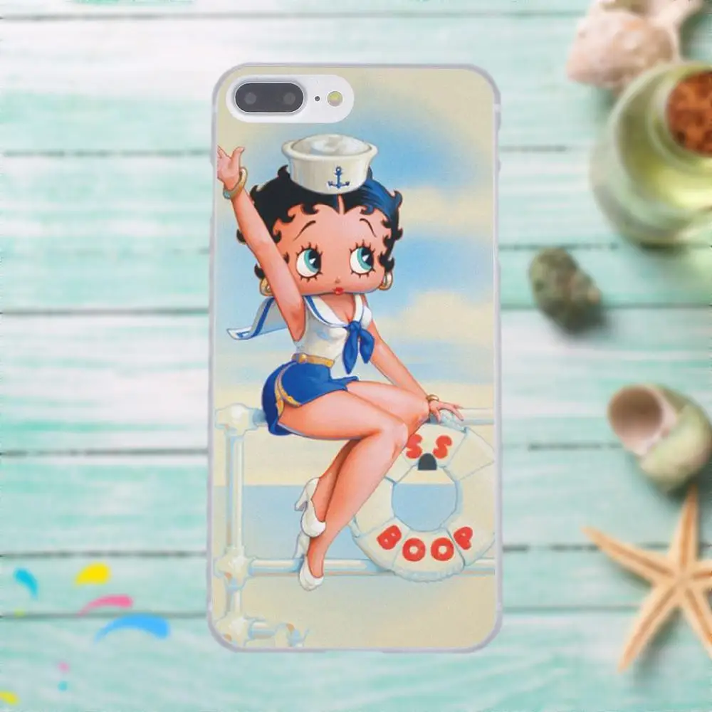 Cubierta Betty Boop En Un Vidrio Para Для Apple iPhone 4 4S 5 5C SE 6 6S 7 8 Plus X для LG G3 G4 G5 G6 K4 K7 K8 K10 V10