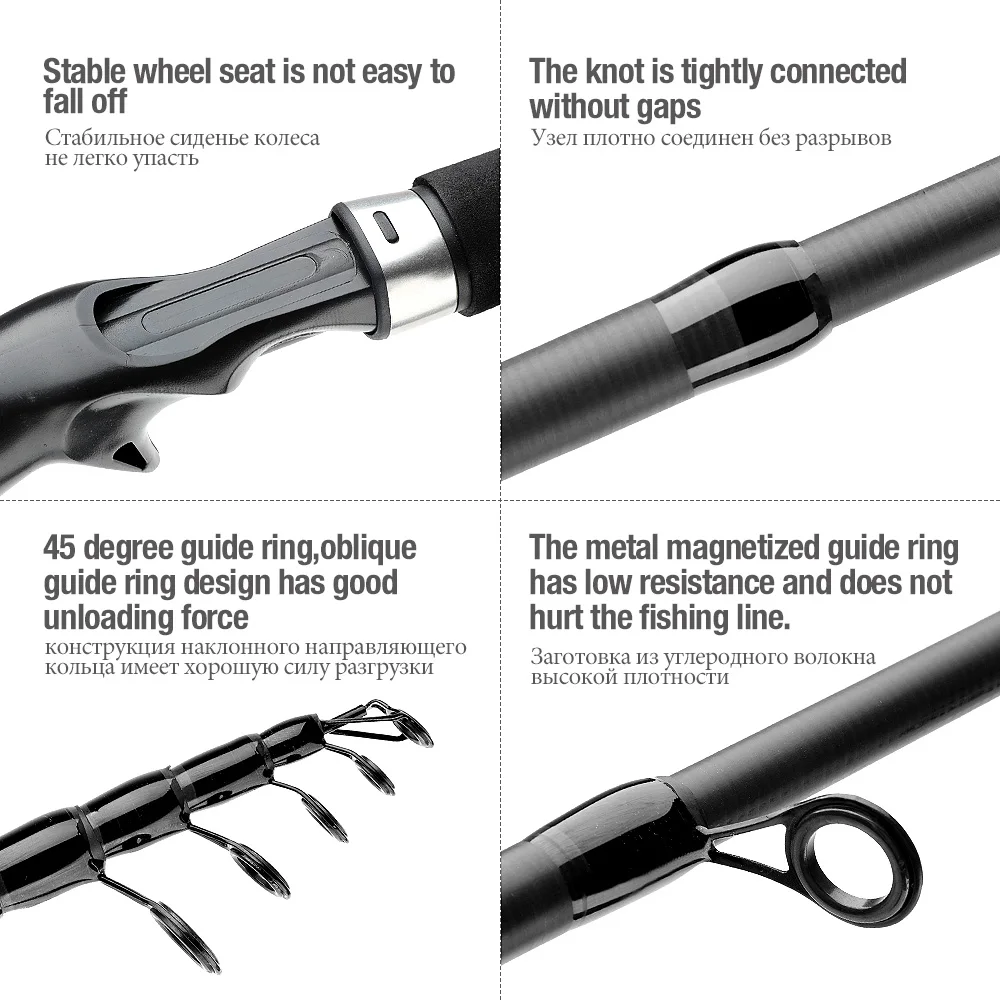 DONQL 1Pcs Telescopic Fishing Rod Spinning Casting lure weight Ultralight Carbon Fibe Power Hand Tackle Fish Pole | Спорт и