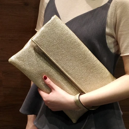Сумка-клатч в Корейском стиле из мягкой искусственной кожи, магнитный тканный конверт, кошелек для женщин, большой кошелек, вечерние сумки через плечо - Color: B