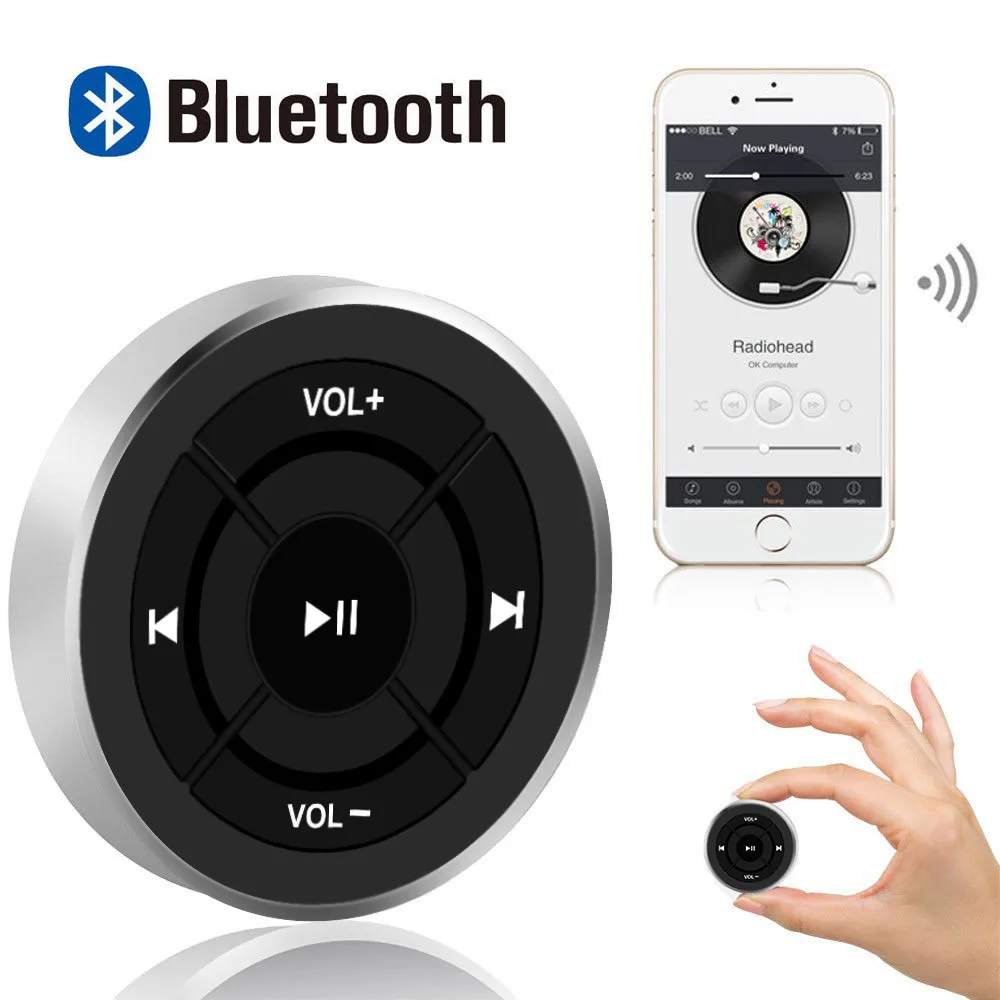 Беспроводной Bluetooth пульт дистанционного управления автомобильный руль мотоцикл велосипед руль медиа кнопка для iPhone для Samsung Android телефон