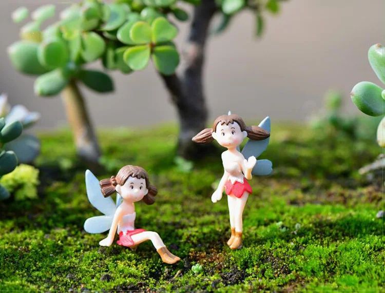 Миниатюрная фигурка для девочек декоративная мини Фея сад мультяшная статуя мох
