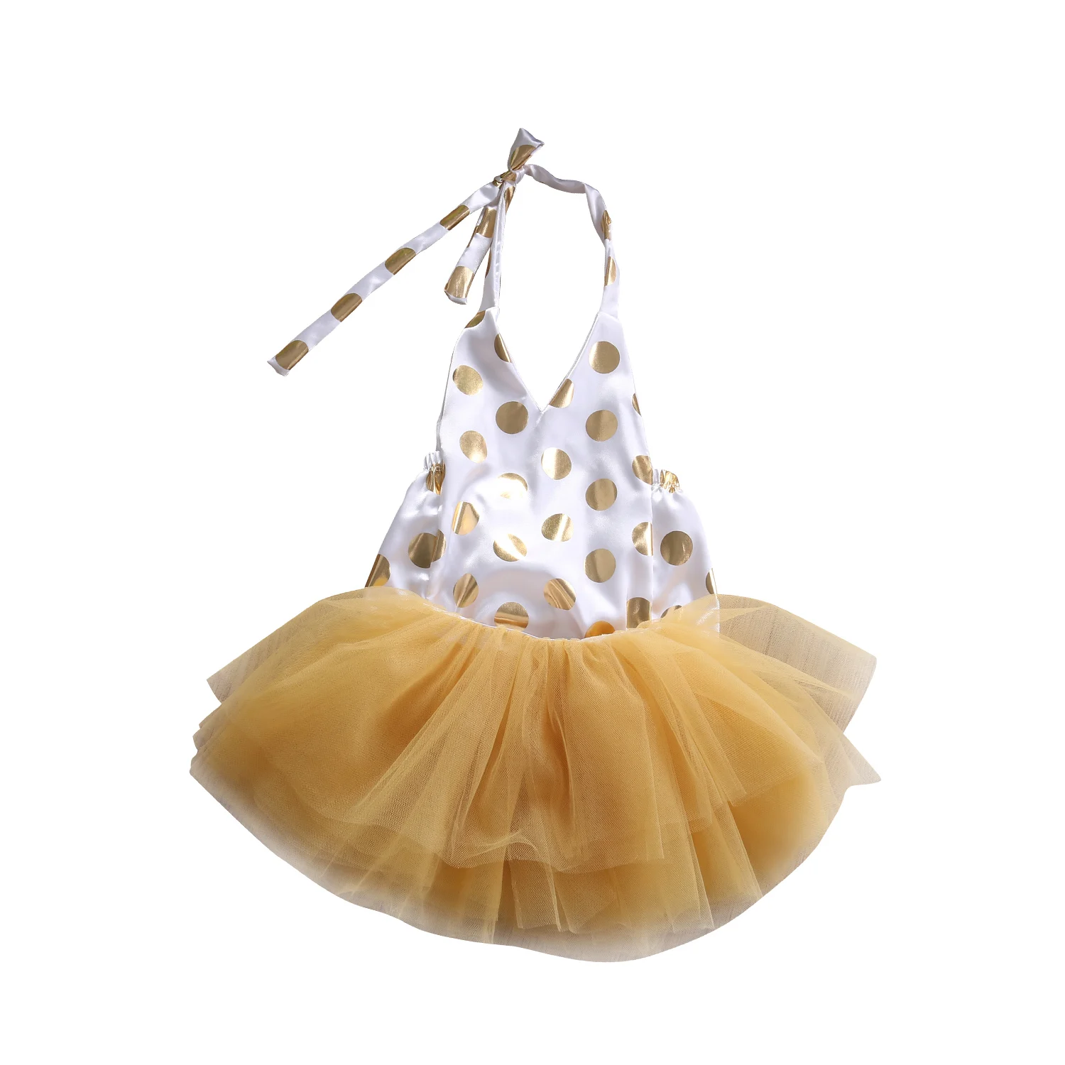 Милый новый комбинезон в Золотой горошек для новорожденных девочек Тюлевое