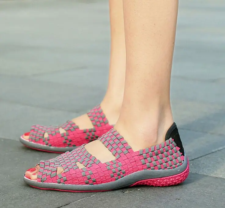 Женские тканые туфли на плоской платформе повседневные дышащие кроссовки