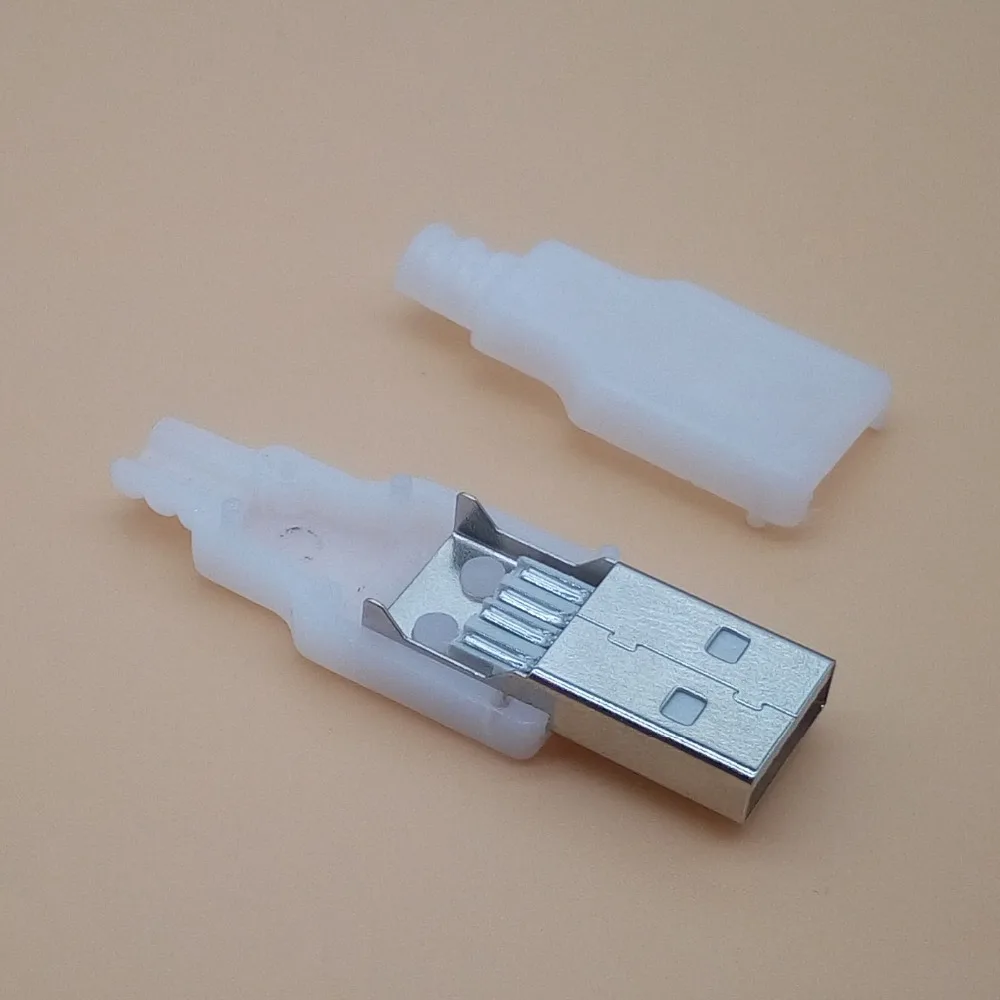 5 шт. тип A штекер USB 4 контактный разъем с белым пластиковым покрытием|Соединители|
