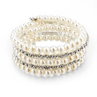 szelam simulated pearl bracelets for women multi layer wide austrian crystal bracelets bangles pulseras mujer sbr150357