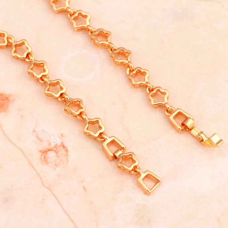 Романтичный стиль звезда и сердце дизайн золотой тон Шарм Браслеты для женщин