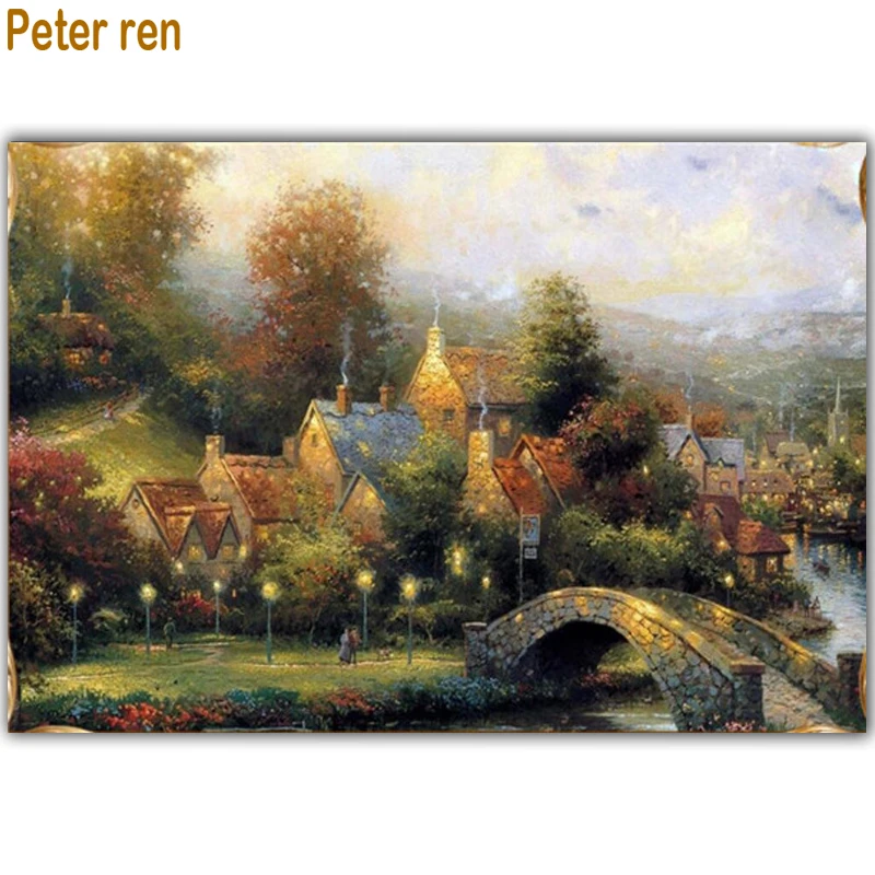 

Peter ren diamond painting cross stitch Home Decor 5d Round & Square diamond mosaic rhinestone Full embroidery "Farmhouse smoke"