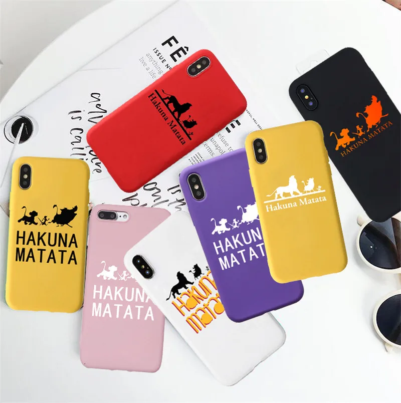 Мягкий силиконовый матовый чехол из ТПУ для iPhone 6 XR XS MAX 8 8Plus X 7 7Plus 11 Pro, чехол с изображением короля льва пумбы Hakuna Matata