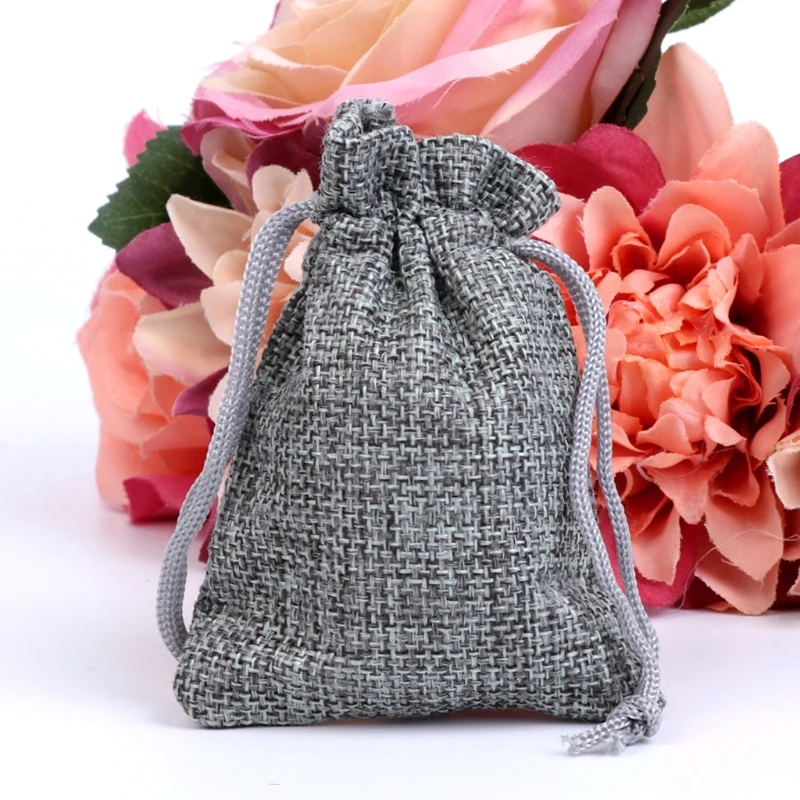 50 шт винтажный натуральный джут Hessian Drawstring мешок мешковины свадебный подарок мешок