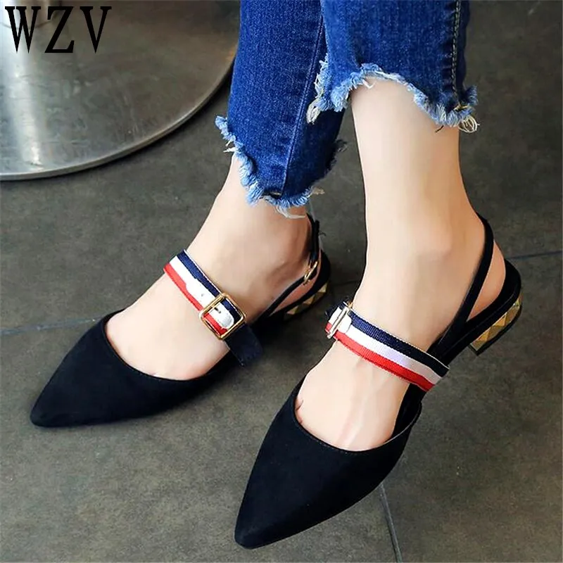Spring 2019 Flat Women's Shoes Pointed Toe Shallow Buckle women Casual shoes woman K744 | Обувь