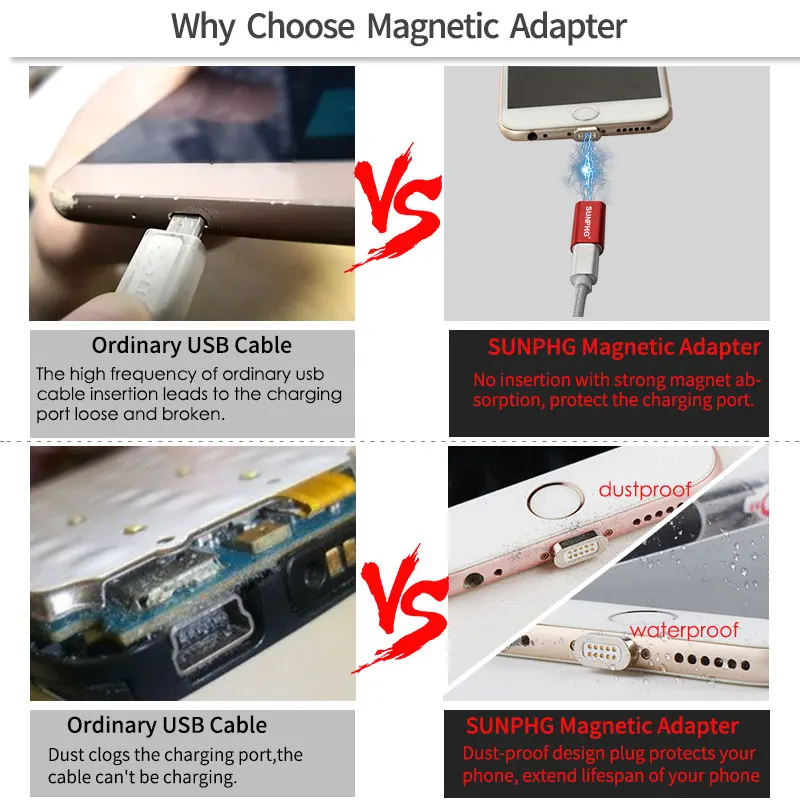 SUNPHG Магнитный зарядный адаптер для передачи данных конвертер iPhone металлический