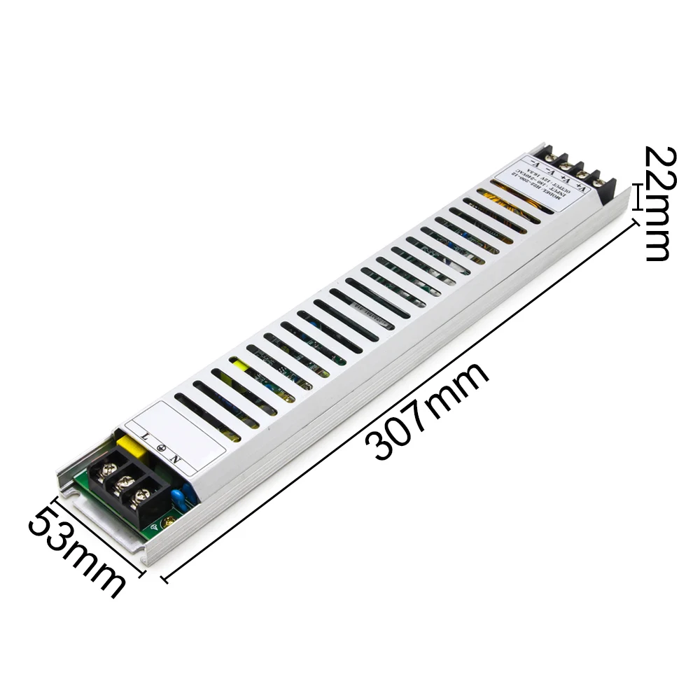 200 Вт 16А Led супер-тонкое освещение Трансформатор алюминиевый AC180-240V выход DC12V