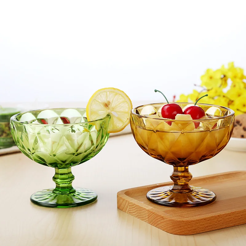 Набор из 4 предметов модная разноцветная рельефная стеклянная миска для