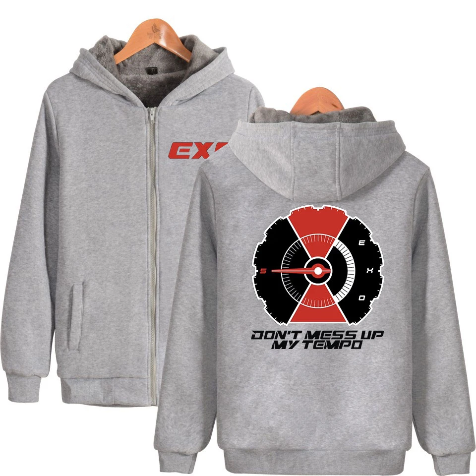 EXO Simple Print Zipper Hoodies Parkas Keep Warm Casual Women/Men Fashion 2018 New Arrival Winter | Мужская одежда