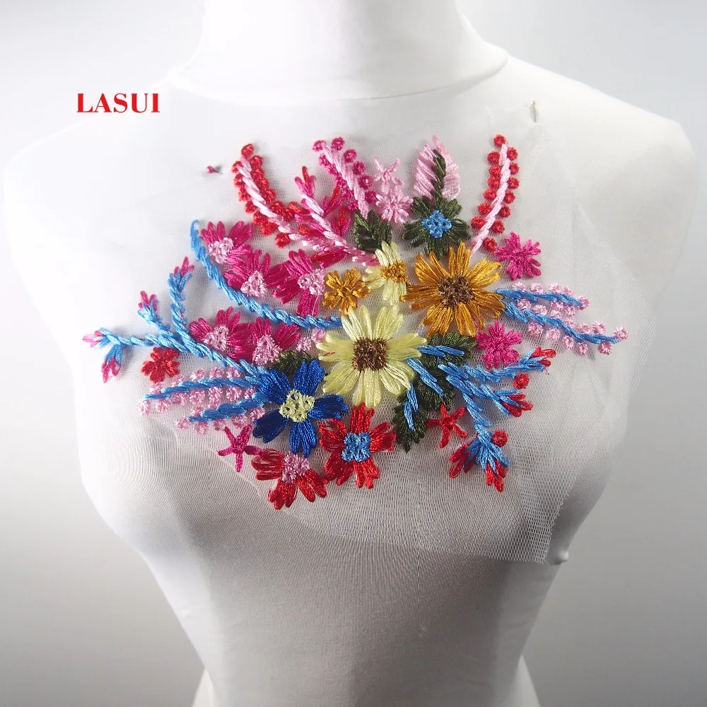 LASUI 2 шт. = 1 партия Цвет вышивка хлопчатобумажной ниткой кружева аппликация патч