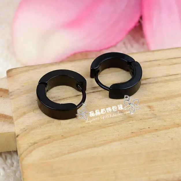 Модные Цветные черные серьги Huggie гвоздики на петлях из нержавеющей стали для