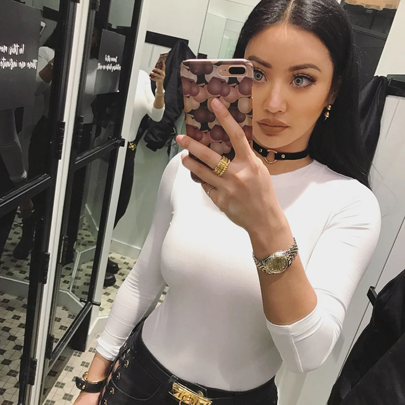 Женские Комбинезон Сексуальная Леди с длинным рукавом Тощий Slim Fit Боди Короткие