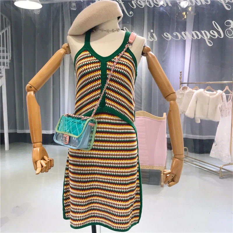 Amolapha женское платье в полоску на бретельках Vestidos без рукавов Женские