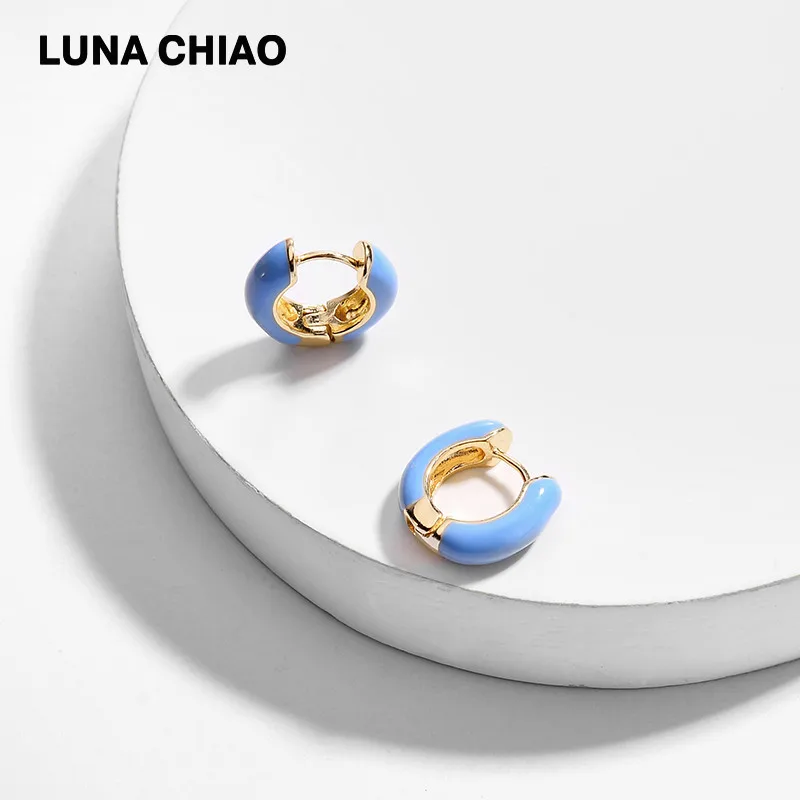 Женские мини серьги кольца LUNA CHIAO популярные эмалированные медные нового дизайна