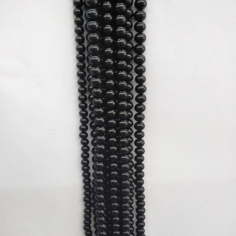 

6mm 8mm 10mm Genuine Natural Black Tourmaline Stone Beads Round Loose Black Gem Stone Beads For Jewelry Bracelets Making DIY