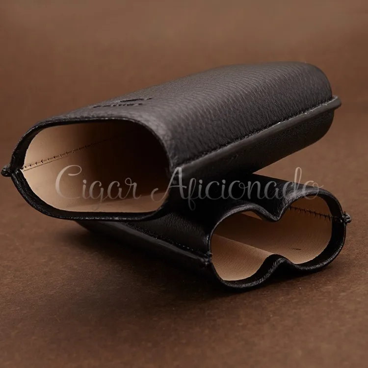 COHIBA гаджеты портативный черный мягкий кожаный портсигар держатель 2 трубки мини-коробка с увлажнителем элегантный подарочный ящик