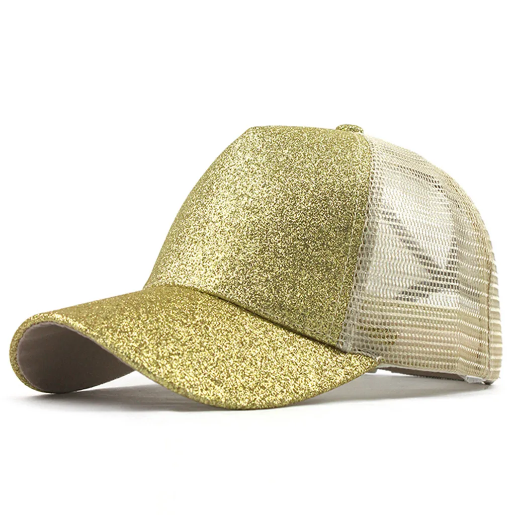 girls cap Ponytail Messy Buns Trucker Plain Baseball Visor Cap Unisex Glitter Hat petten voor mannen cappellini uomo#XP15
