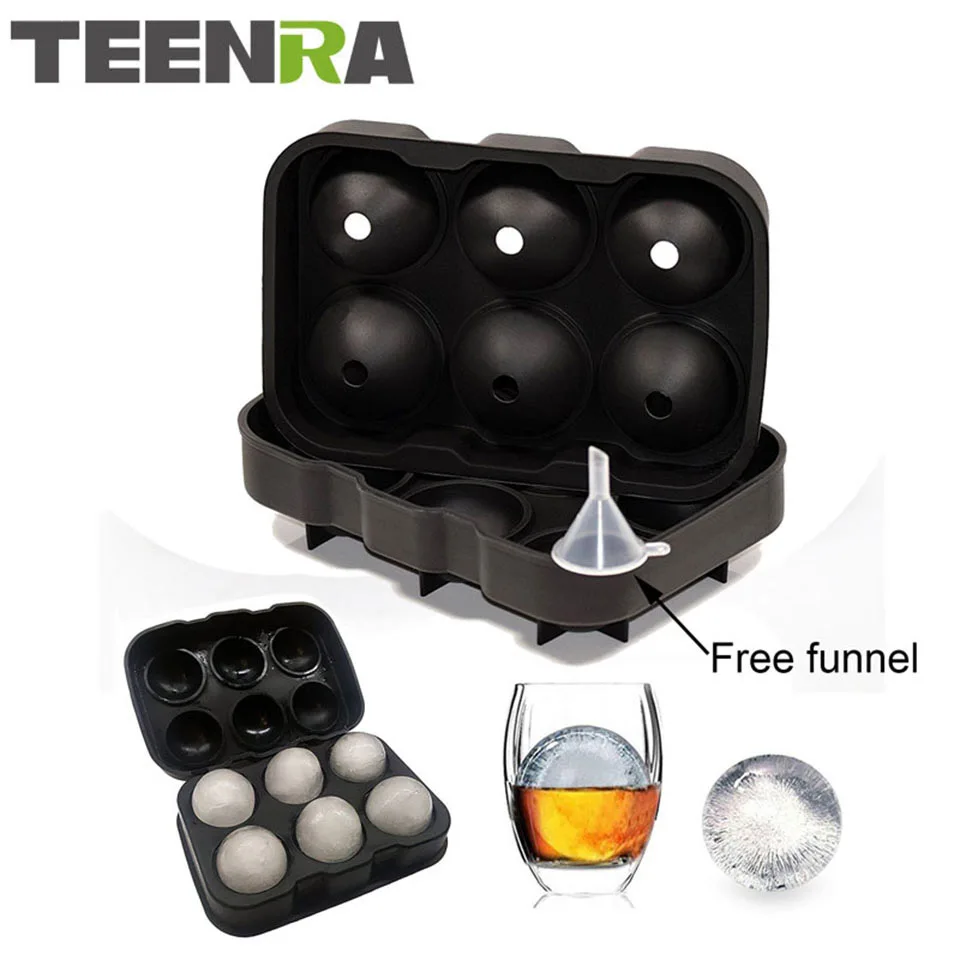 1 шт. большой Размеры 6 Cell Ice мяч формы Силиконовые Ice Cube Бал лоток виски ice ball-мейкера 6 силиконовый создатель форм для вечеринки бар